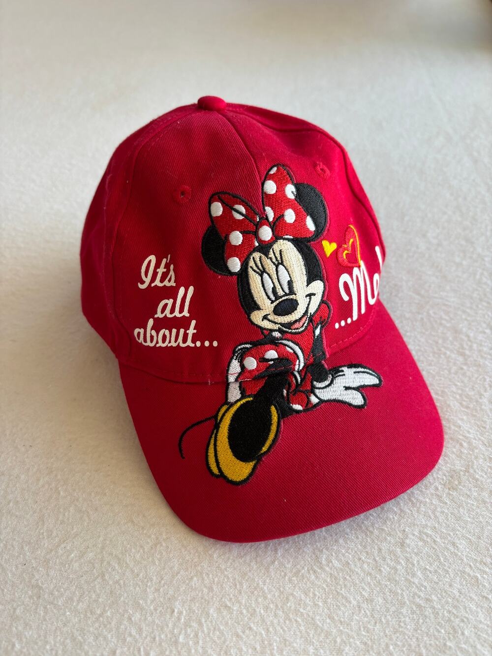 Disney Minnie Mouse Baseball Cap Youth Girls Size 3-5 Red Polka Dots